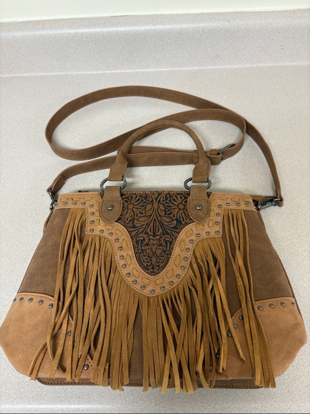 Trinity Ranch Suede Tote Bag - Brown
